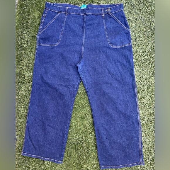 Hell Bunny Weston Denim Trousers Dark Wash Retro Style Plus Size Jeans 5XL - Picture 1 of 10